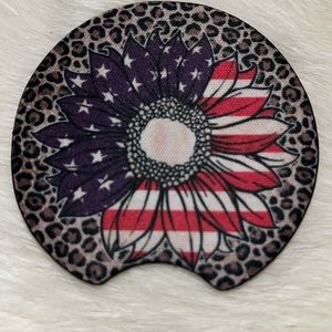 Car Coasters Patriotic Leopard Sunflower - set of 2